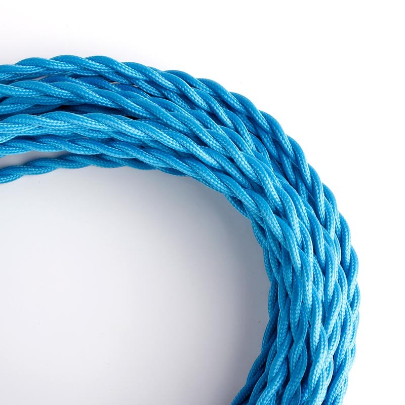 Cable Trenzado Recubierto en tejido Efecto Seda Color Azul (6)