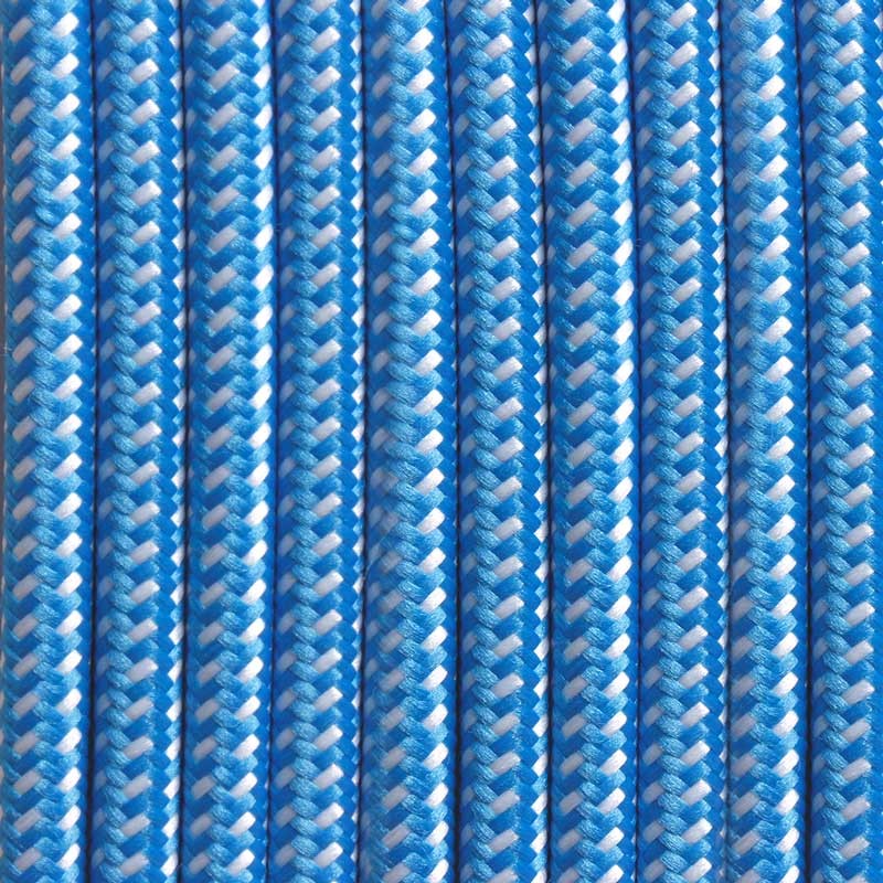 Cable Eléctrico Redondo recubierto en tejido efecto Seda Color Azul & Blanco (4)