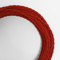 Braided electric cable in silk effect fabric Red color 3