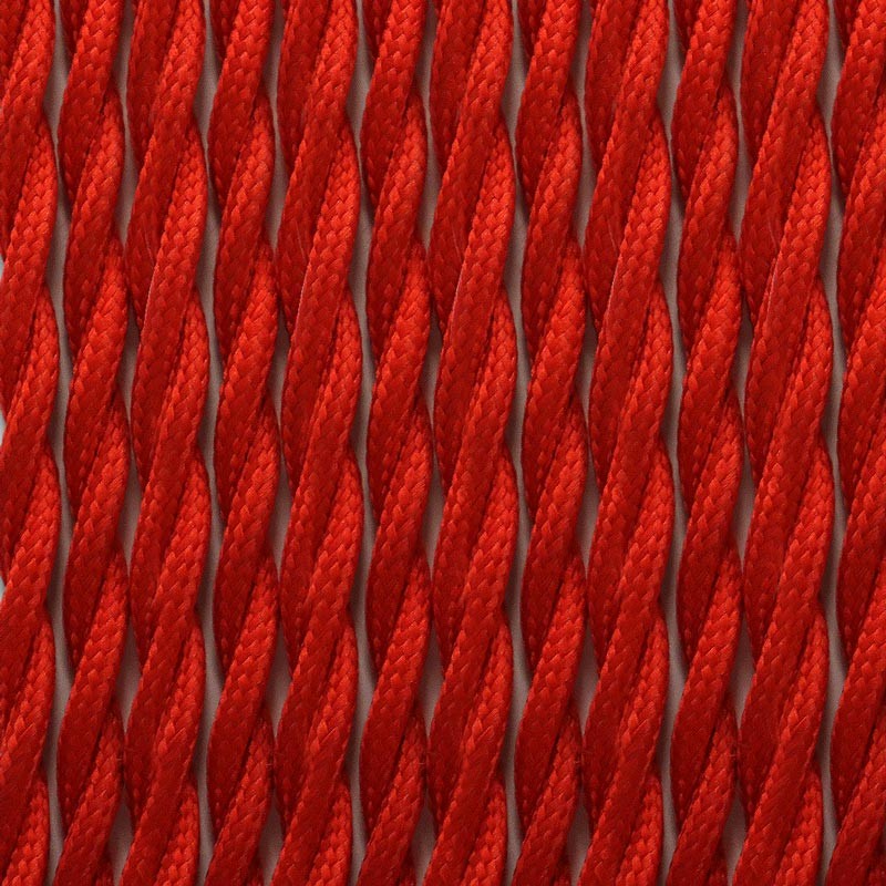 Cable eléctrico trenzado en tejido efecto seda color Rojo (4)