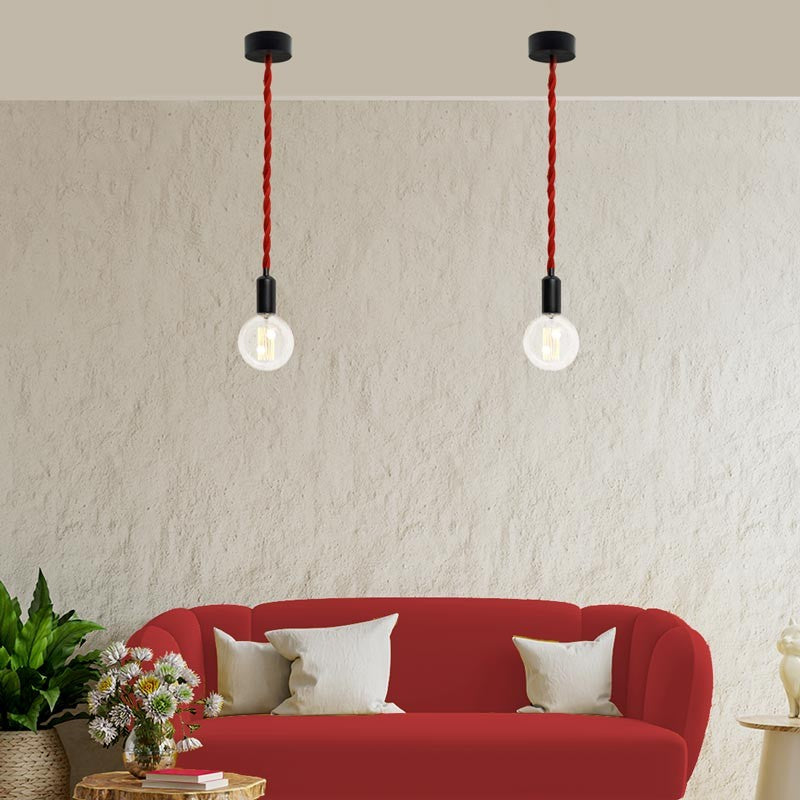 Cable eléctrico trenzado en tejido efecto seda color Rojo (6)