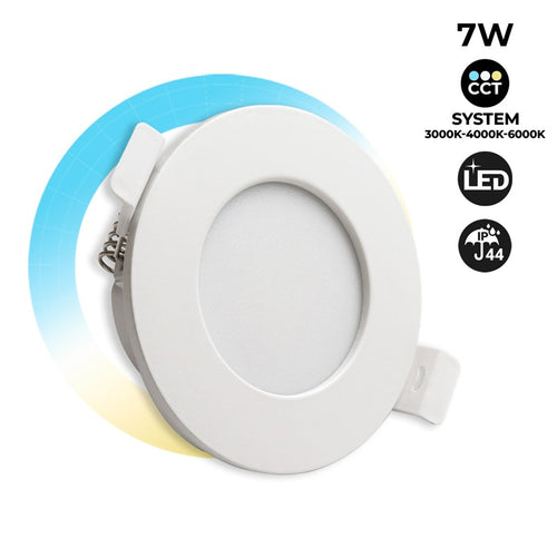 Waterproof recessed LED downlight CCT - 7W - IP44 - Cut Ø 68-75mm