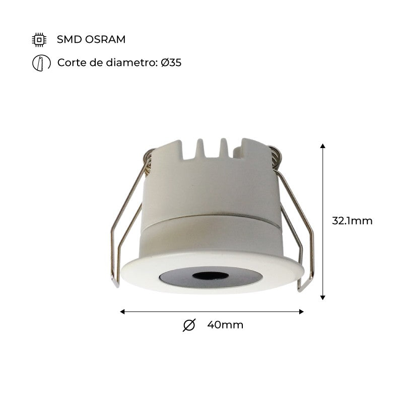 Downlight LED Mini 3W - Chip OSRAM - Bajo UGR - CRI 90 - Ø 40mm (11)