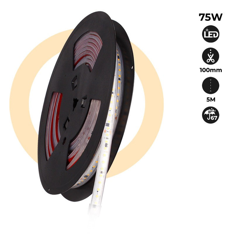 Tira LED 220V 75W (600xSMD2835) 12mm IP67 Rollo 5 metros (8)