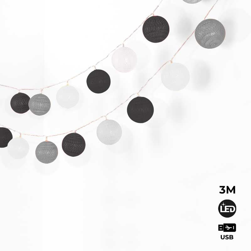 Guirnalda LED bolas de algodón 20 Bolas con USB 3m-IP44-4cm (13)