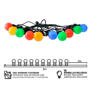 Guirnalda LED con cable negro 10 bombillas LED Multicolor - 8 metros (9)