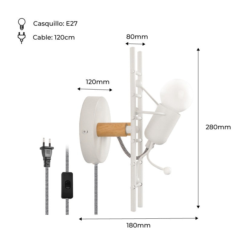 Aplique de Pared "Doll " - Con interruptor y enchufe - E27 (17)