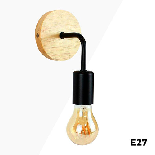 Aplique de pared de madera y metal 