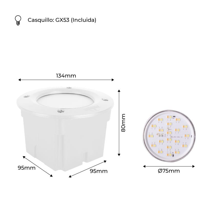 Baliza empotrable LED FUMAGALLI "LETI 100 ROUND" GX53 - 3W - IP66 (9)