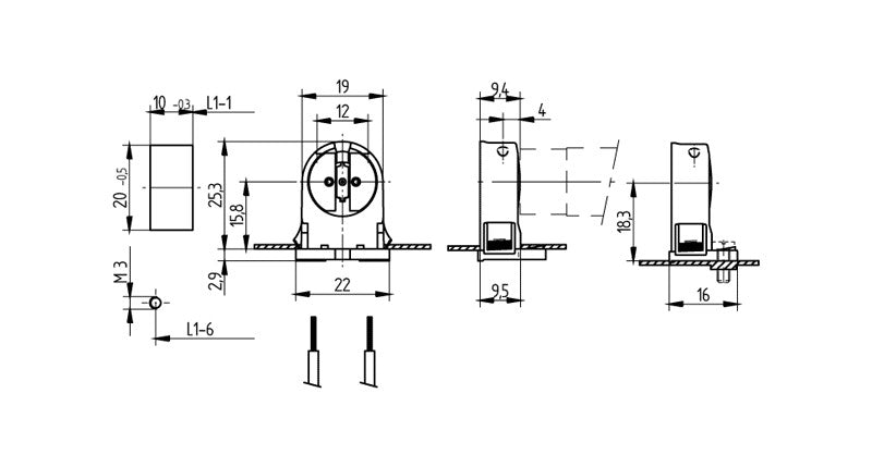 Casquillo para tubo LED T5 sin cablear (2)