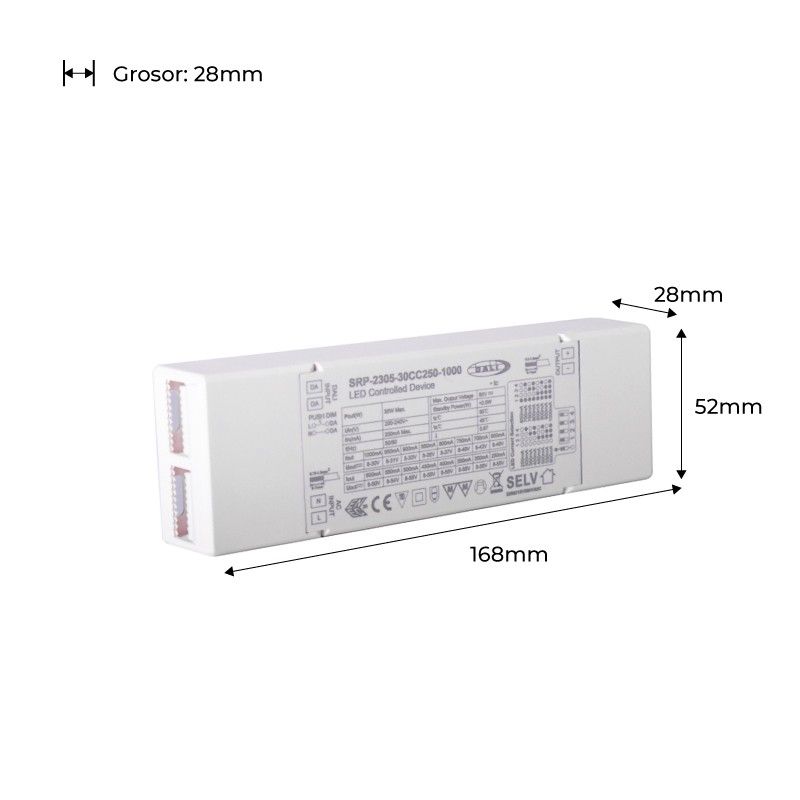 Driver regulable DALI 1 canal 8-48V 30w multicorriente (250-1000mA) (3)