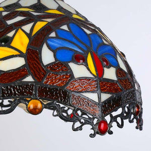 Lámpara colgante inspiración "Tiffany" con mosaico floral en cristal (3)