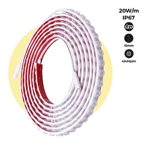 Eénkleurige flexibele LED 24V DC - 5 meter - 2700K - IP67