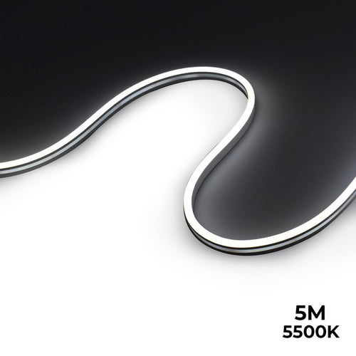 Neon LED flexível 24V DC - 6x13mm - 5 metros - Kit completo - 11W/m - IP67 - Curvatura lateral