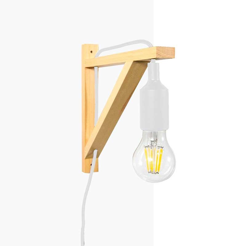 Aplique de pared nórdico "YOJO" -Escuadra de madera y colgante de silicona (14)