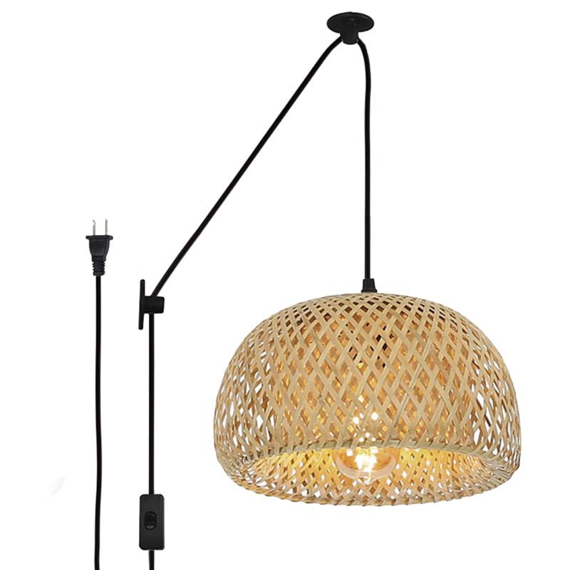 Lámpara colgante de mimbre "Yonna" con cable y enchufe (10)