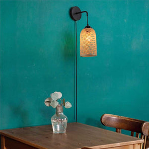 Aplique de pared de mimbre con enchufe "Frida" E27 (8)