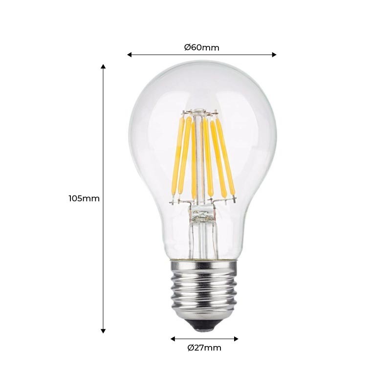 Bombilla LED filamento E27 60 - 8W - Transparente (14)