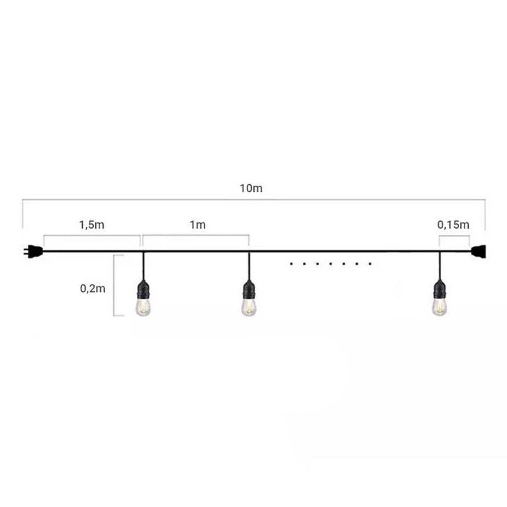 Guirnalda decorativa exterior 10 metros - IP44 (8)