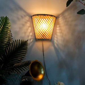 Aplique de pared de mimbre con enchufe "PANI" (3)