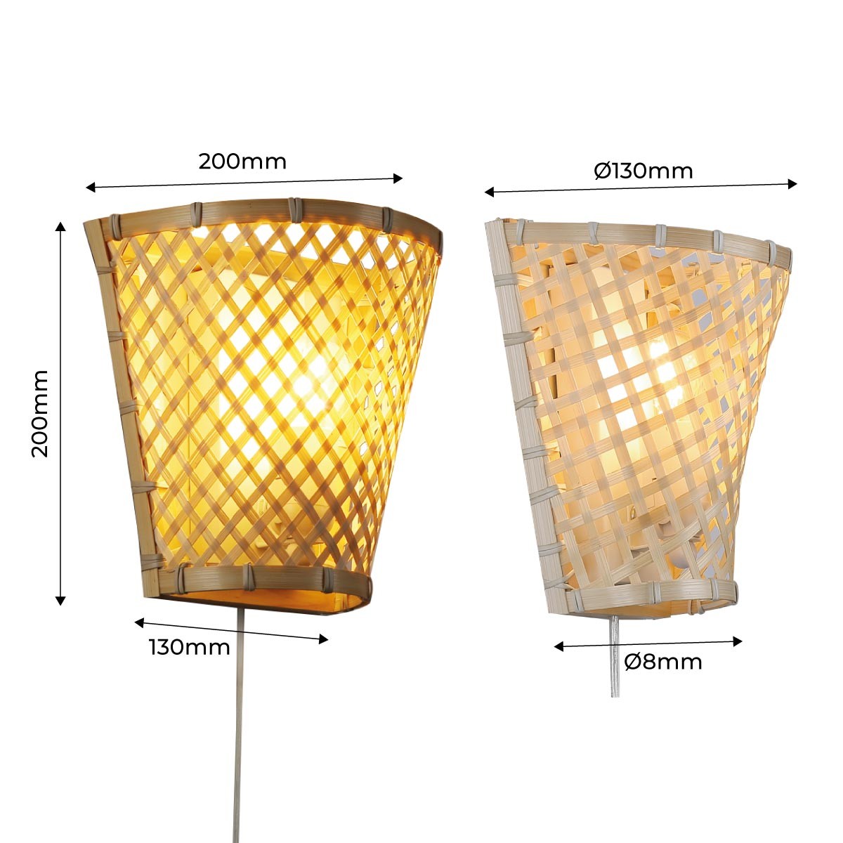 Aplique de pared de mimbre con enchufe "PANI" (14)