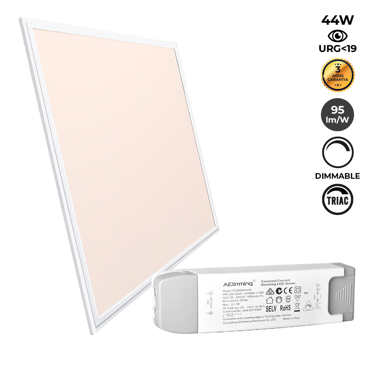 Panel LED empotrable 60X60cm - TRIAC regulable - 44W - UGR19 - IP40 (1)