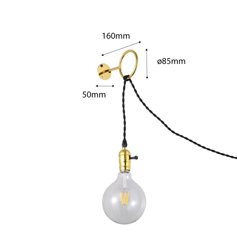 Aplique de Pared Interior Dorado con Enchufe y Interruptor para Dormitorio, Escalera, Escritorio (12)