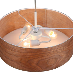 Lampara colgante con pantalla efecto madera "MATAGALLS" - 3xE27 (2)