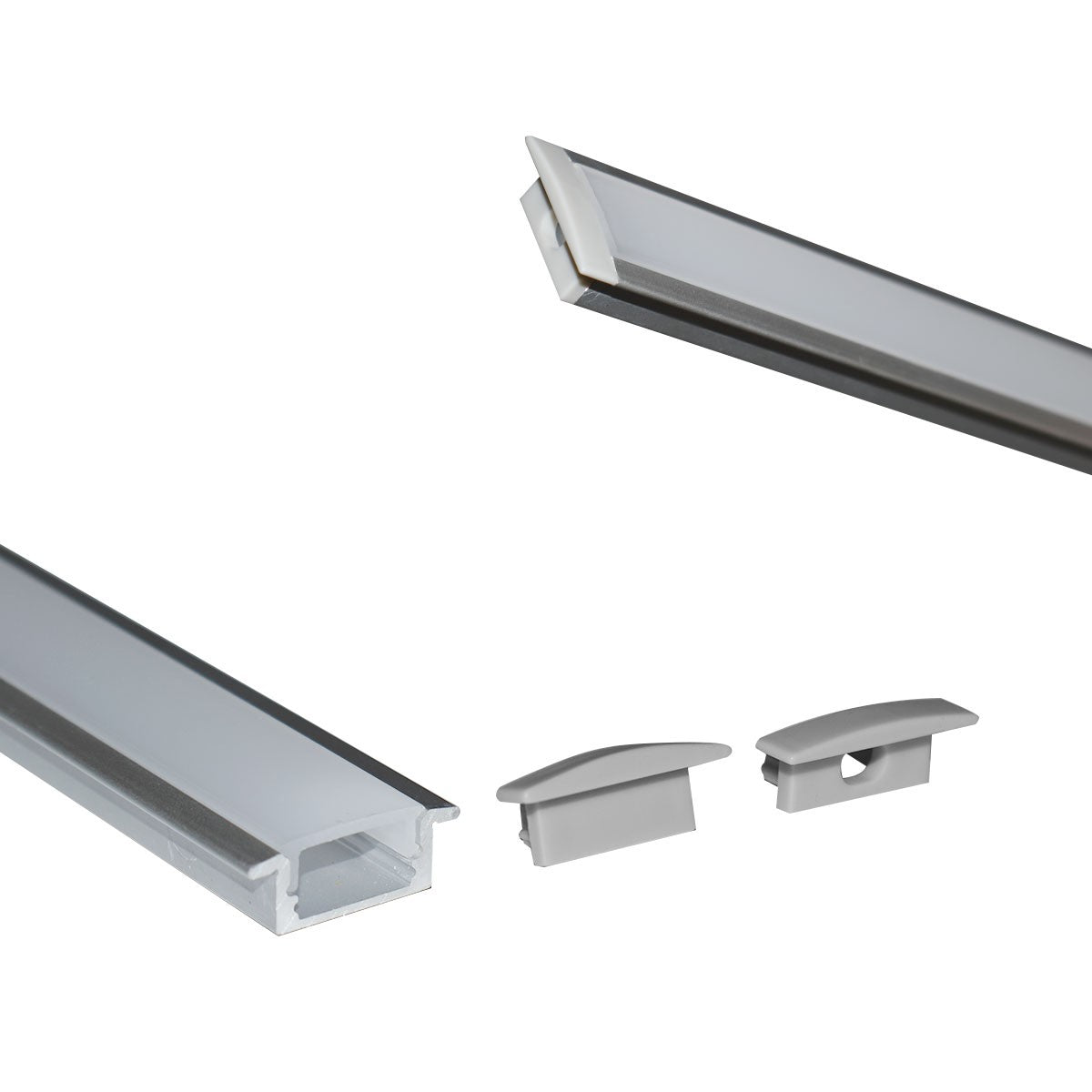 Perfil de aluminio empotrable para tira LED con difusor - 2 tapas - 23x8mm - 2 metros (2)