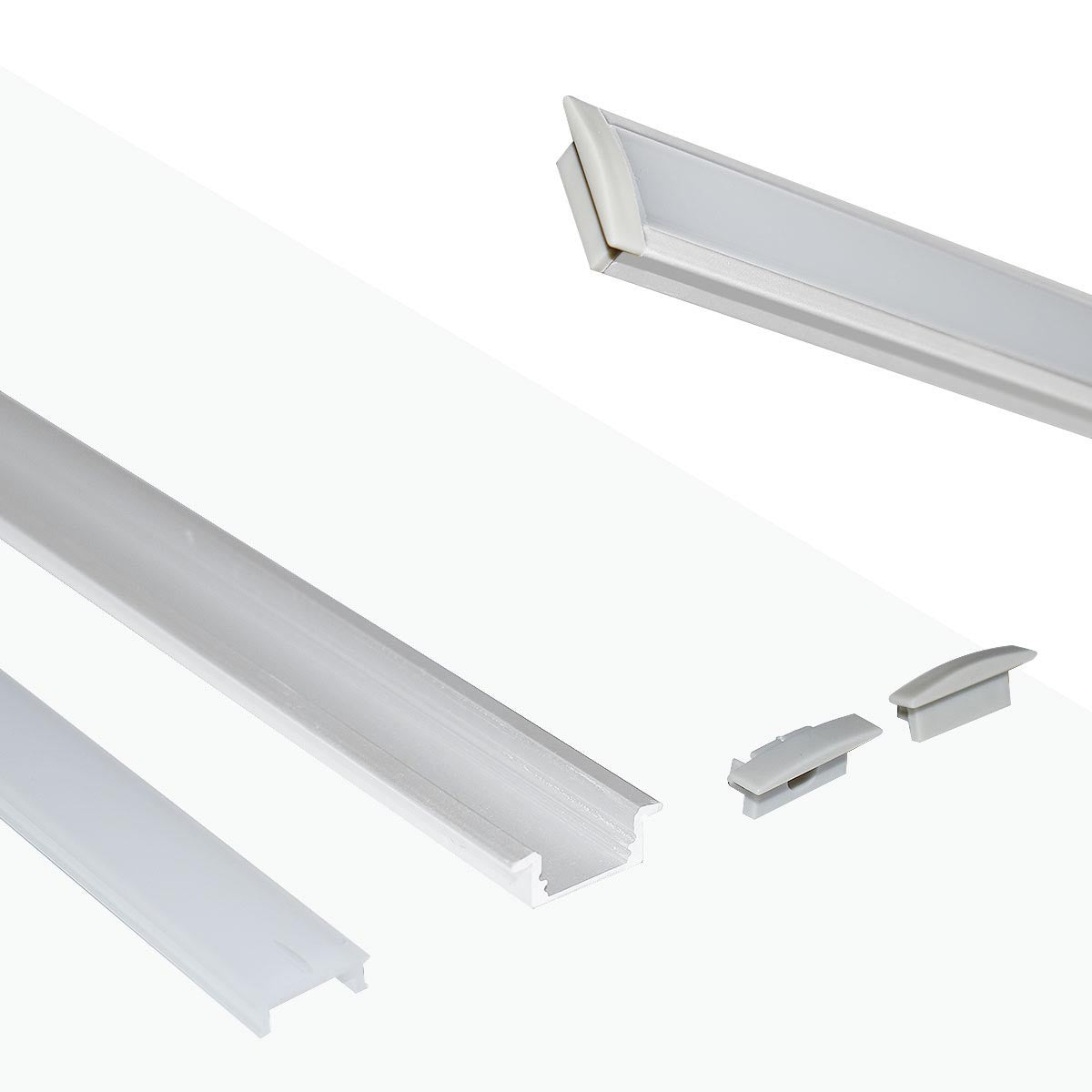 Perfil de aluminio empotrable para tira LED con difusor - 2 tapas - 23x8mm - 2 metros (14)