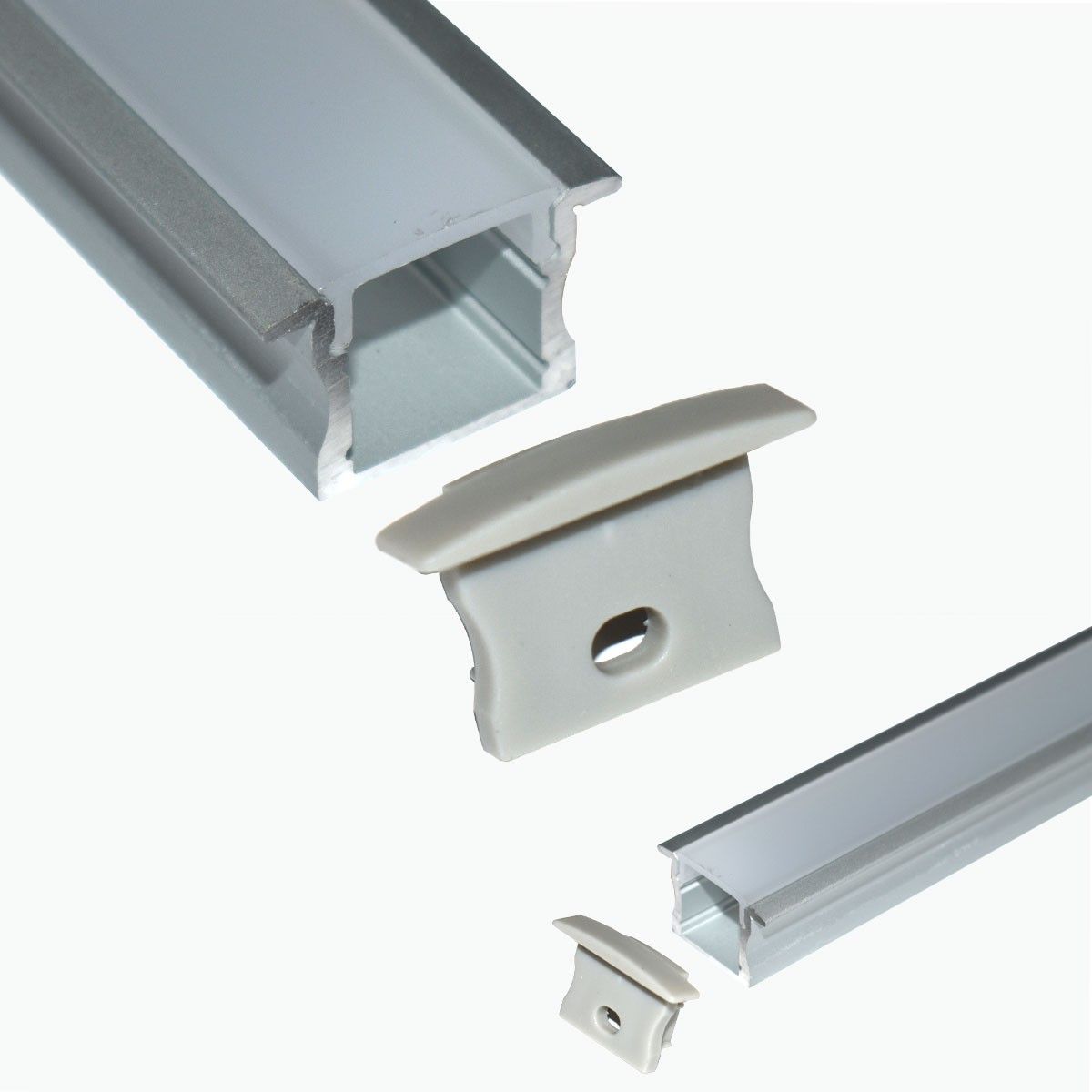 Perfil de aluminio empotrable para tira LED con difusor - 2 tapas - 23x15mm - 2 metros (6)