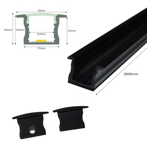 Perfil de aluminio empotrable para tira LED con difusor - 2 tapas - 23x15mm - 2 metros (11)