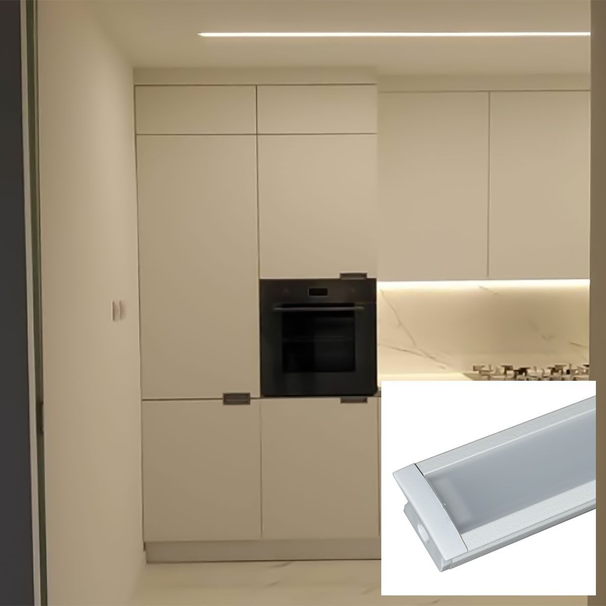 Perfil de aluminio empotrable para tira LED con difusor - 2 tapas - 23x15mm - 2 metros (18)