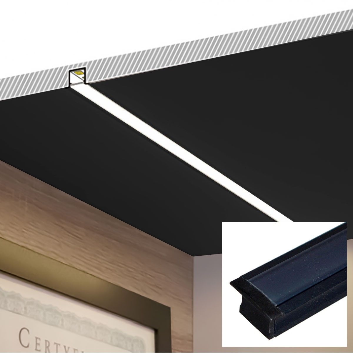 Perfil de aluminio empotrable para tira LED con difusor - 2 tapas - 23x15mm - 2 metros (28)