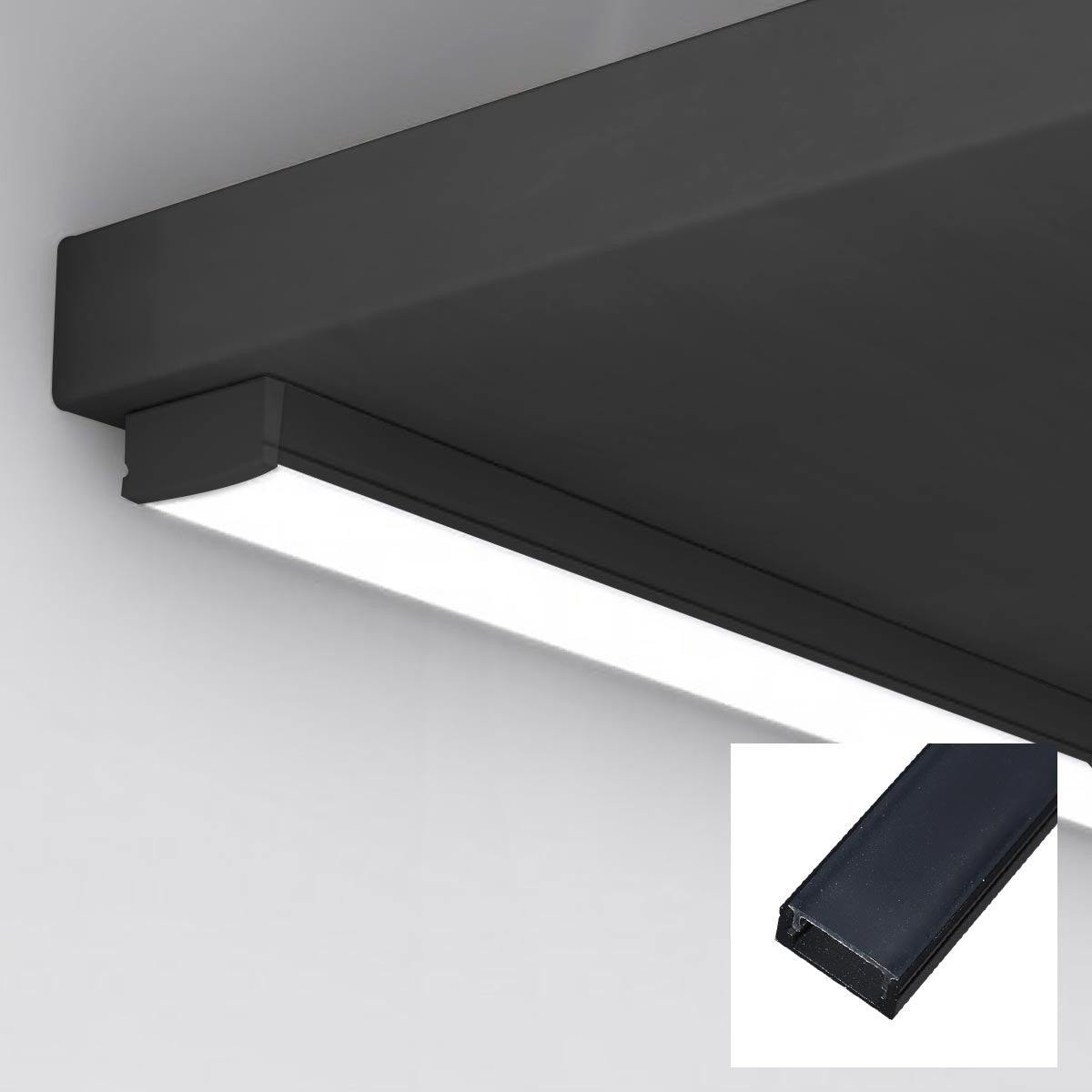 Perfil de aluminio para tira LED con difusor - 4 grapas - 2 tapas - 17x8mm - 2 metros (34)