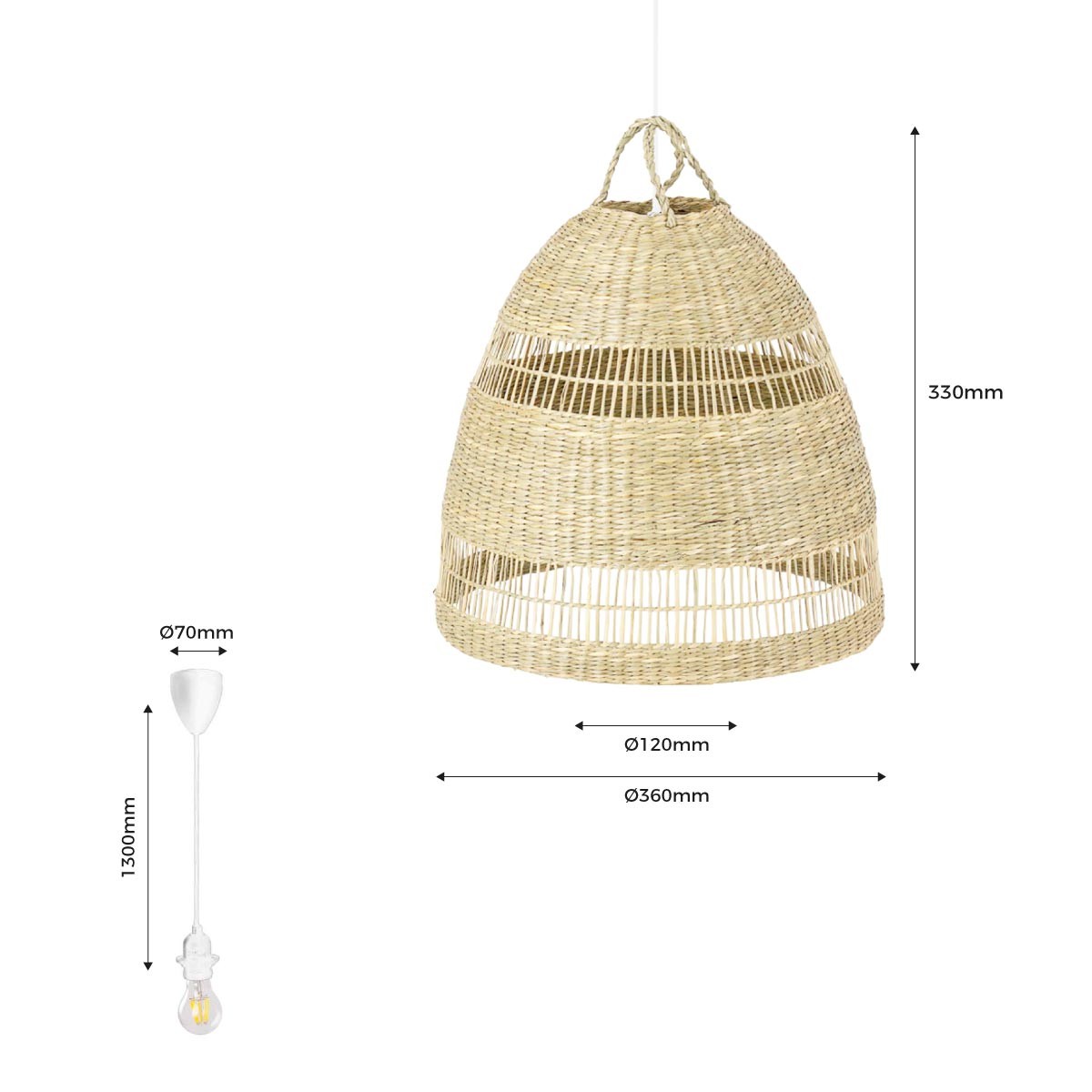 Lámpara colgante de mimbre "Ikken" (19)