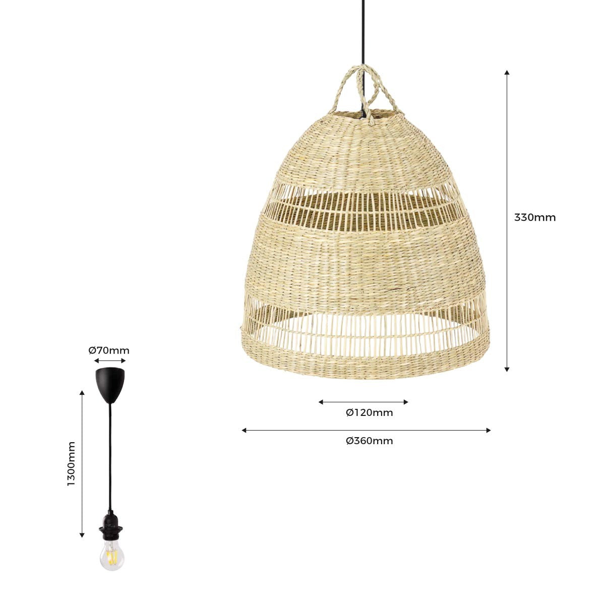 Lámpara colgante de mimbre "Ikken" (20)