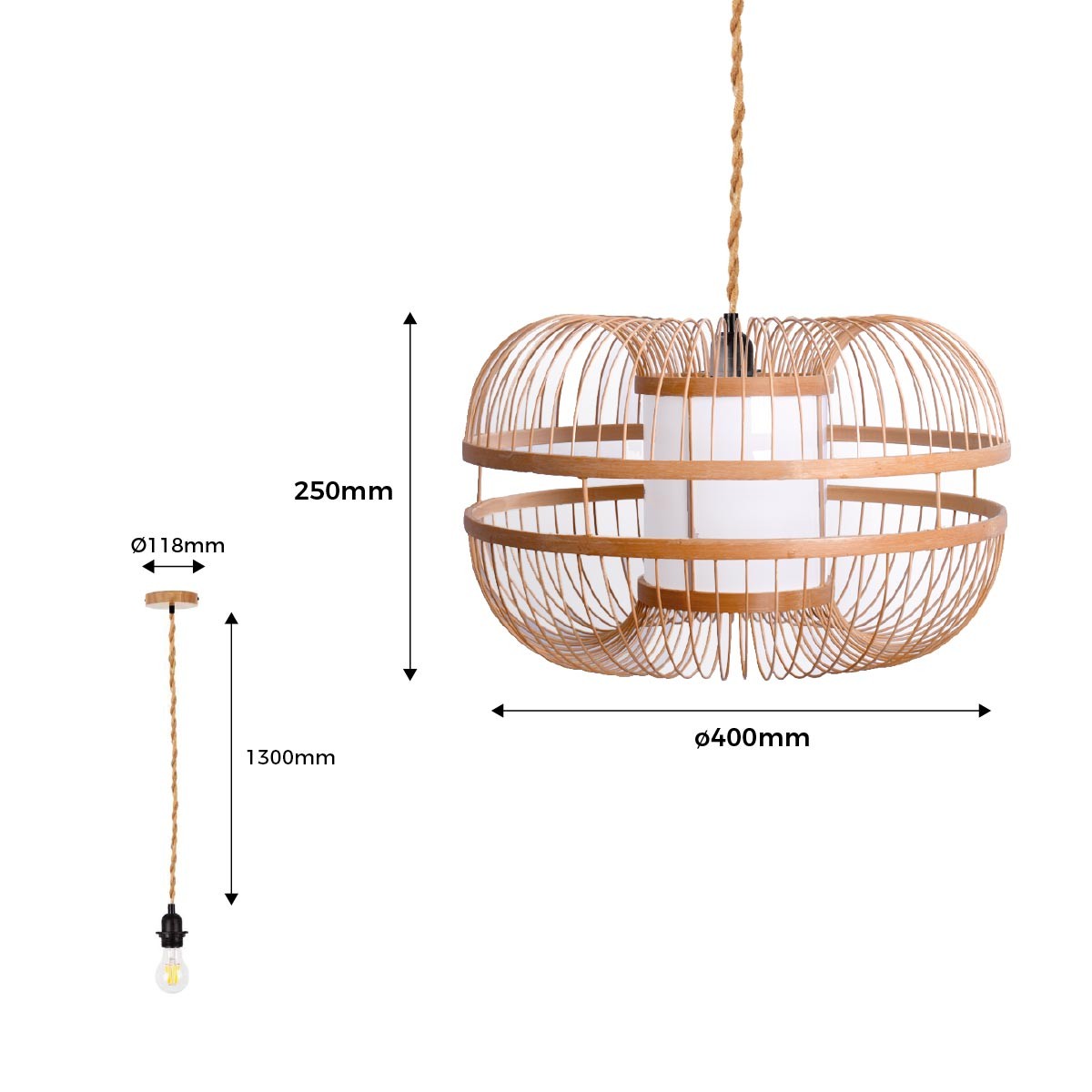 Lámpara colgante japonesa de bambú "KAIZEN" (22)