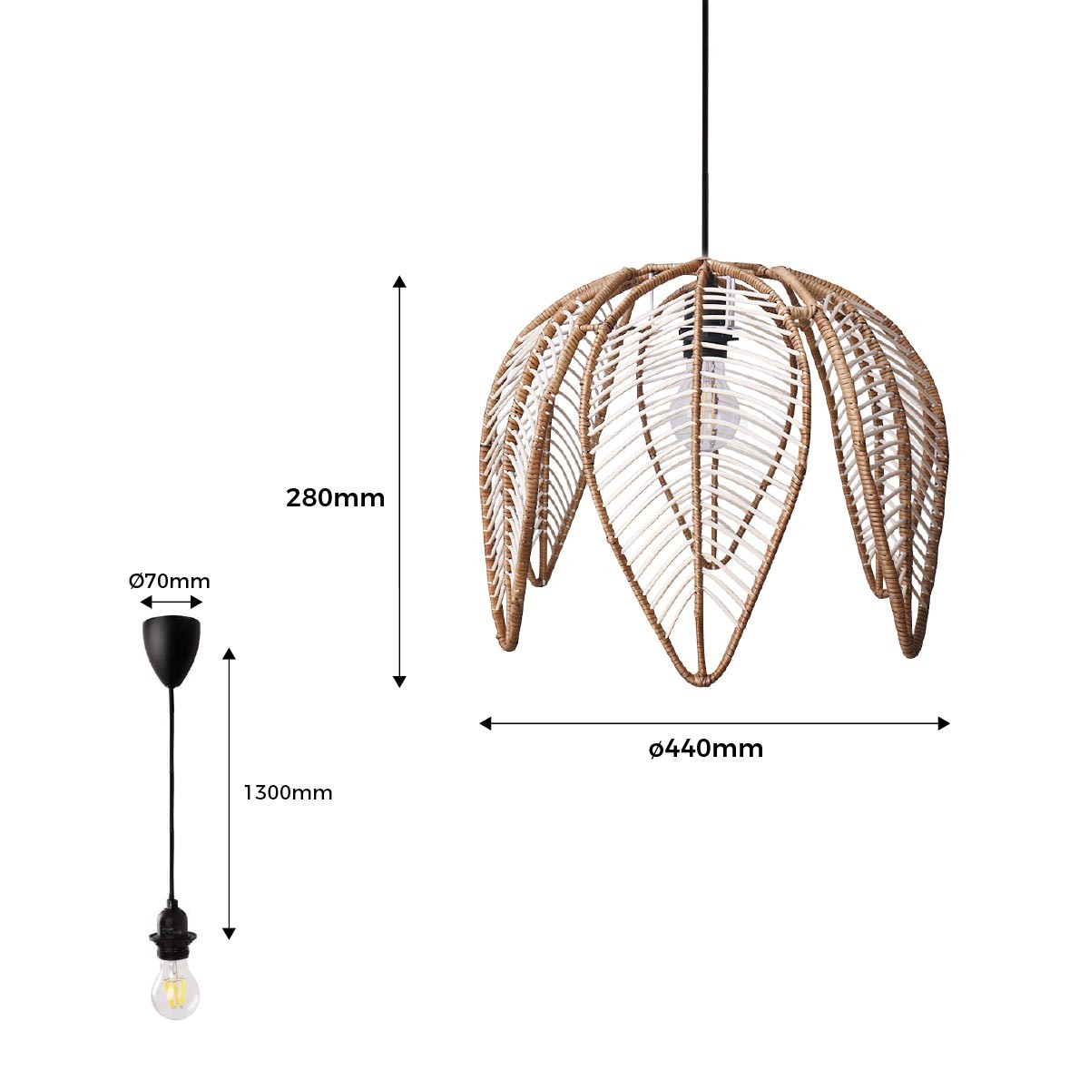 Lámpara colgante de ratán en forma de flor "BINTAN" (35)