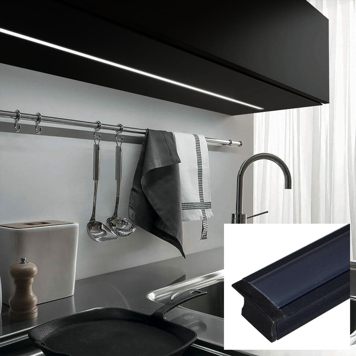 Perfil de aluminio empotrable para tira LED con difusor - 2 tapas - 23x15mm - 2 metros (31)