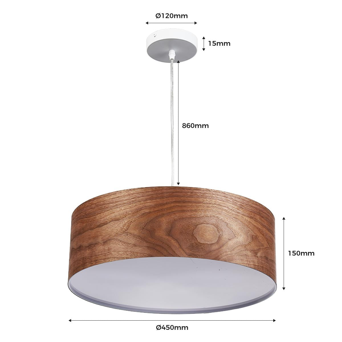 Lampara colgante con pantalla efecto madera "MATAGALLS" - 3xE27 (14)
