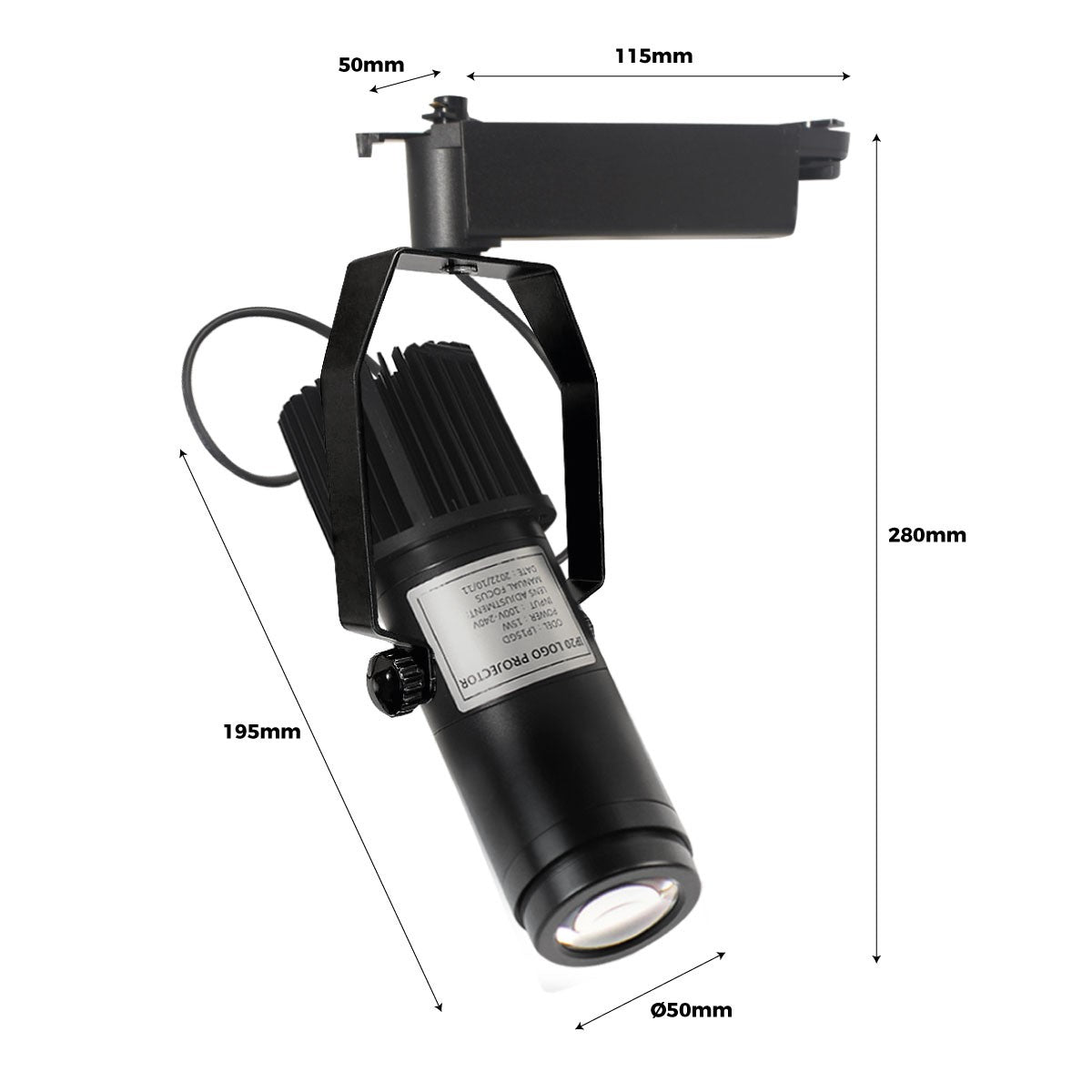 Proyector de logos LED GOBO para carril monofásico interior - 15W - Óptica 20° - IP20 (11)