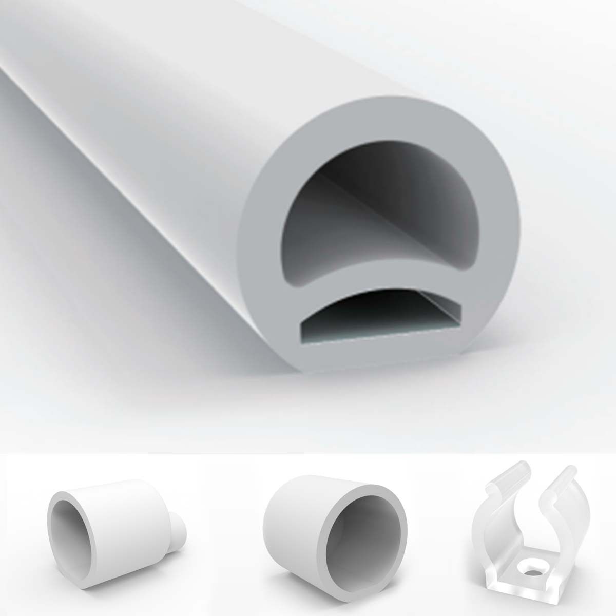 Neón LED flexible circular RGB - 24 V -  Instalación sobre superficie - Ø20mm - 5 metros - 22W/m - Kit completo - IP67 (19)