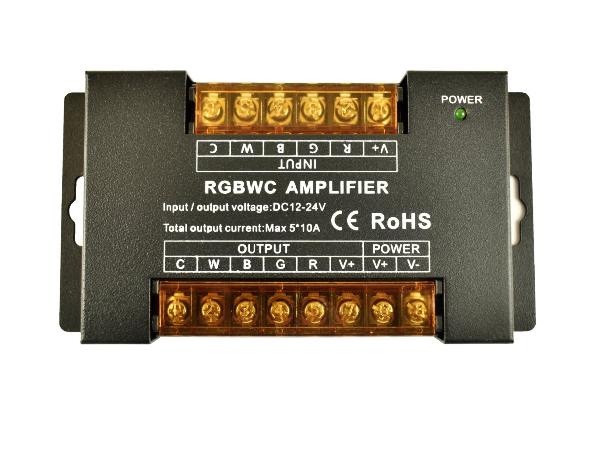 Amplificador de señal / Repetidor RGB + CCT 12/24V-DC - 10A/Canal - Alta velocidad - Barcelona Led-