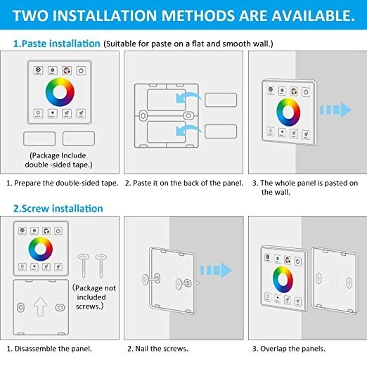 Controlador MONOCOLOR para tiras LED con panel táctil RF - 5-24V/DC (9)