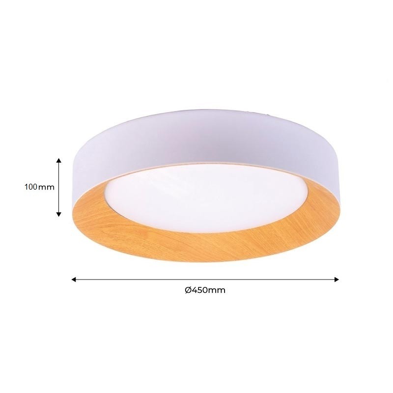 Lámpara de techo LED tipo plafón - Efecto madera - CCT - Ø450mm - 28W (8)