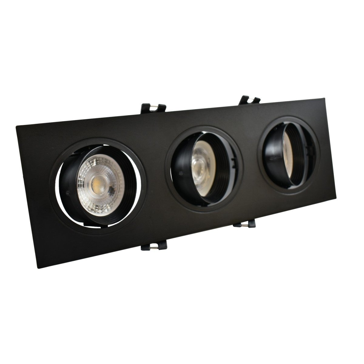 Aro downlight basculante para tres bombillas GU10/MR16 - Corte 75 x 235 mm - Barcelona Led-