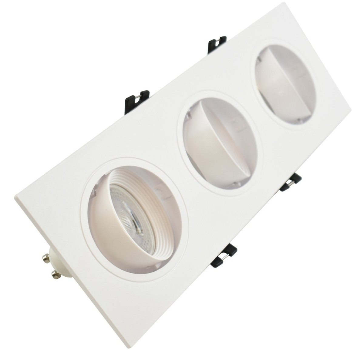 Aro downlight basculante para tres bombillas GU10/MR16 - Corte 75 x 235 mm - Barcelona Led-