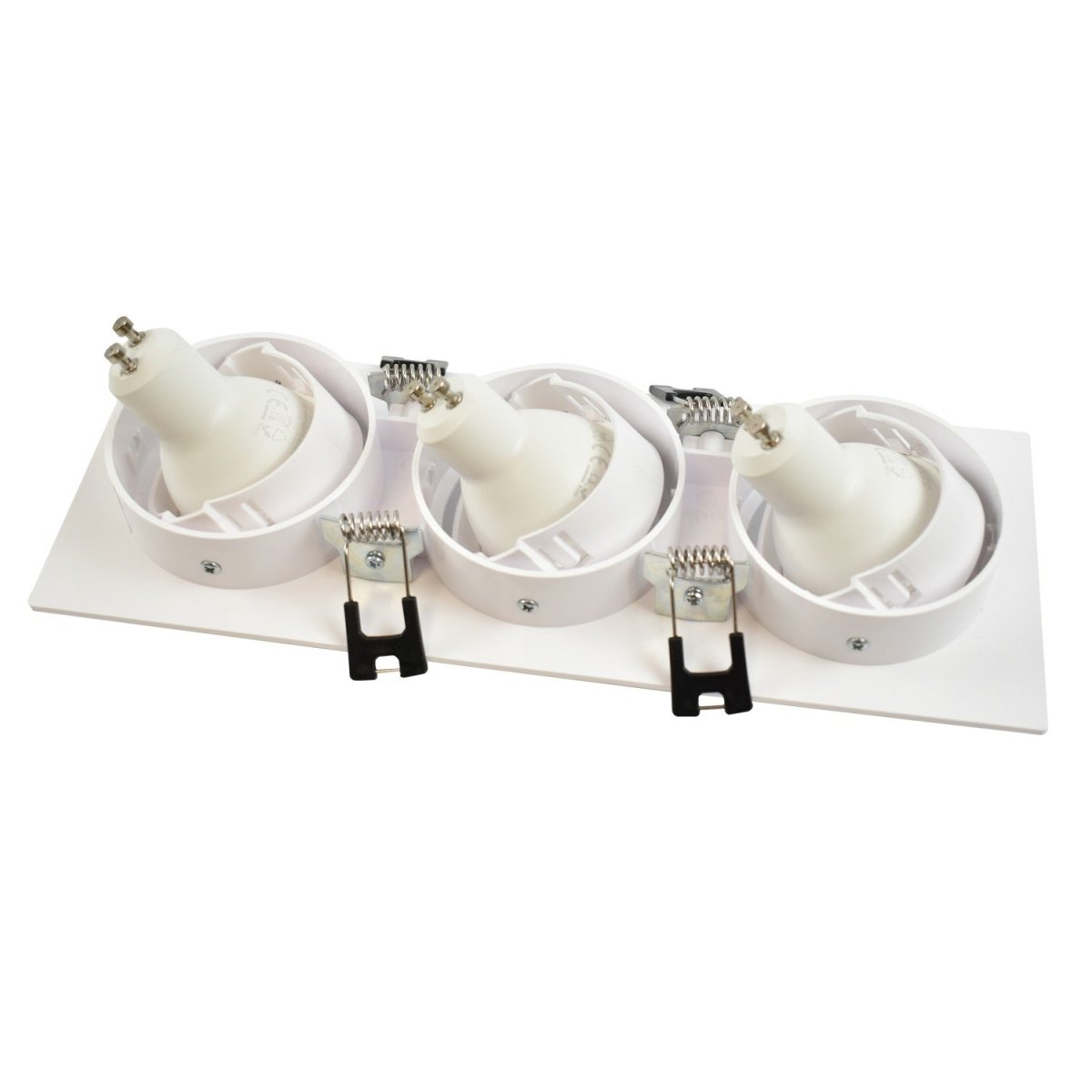 Aro downlight basculante para tres bombillas GU10/MR16 - Corte 75 x 235 mm - Barcelona Led-