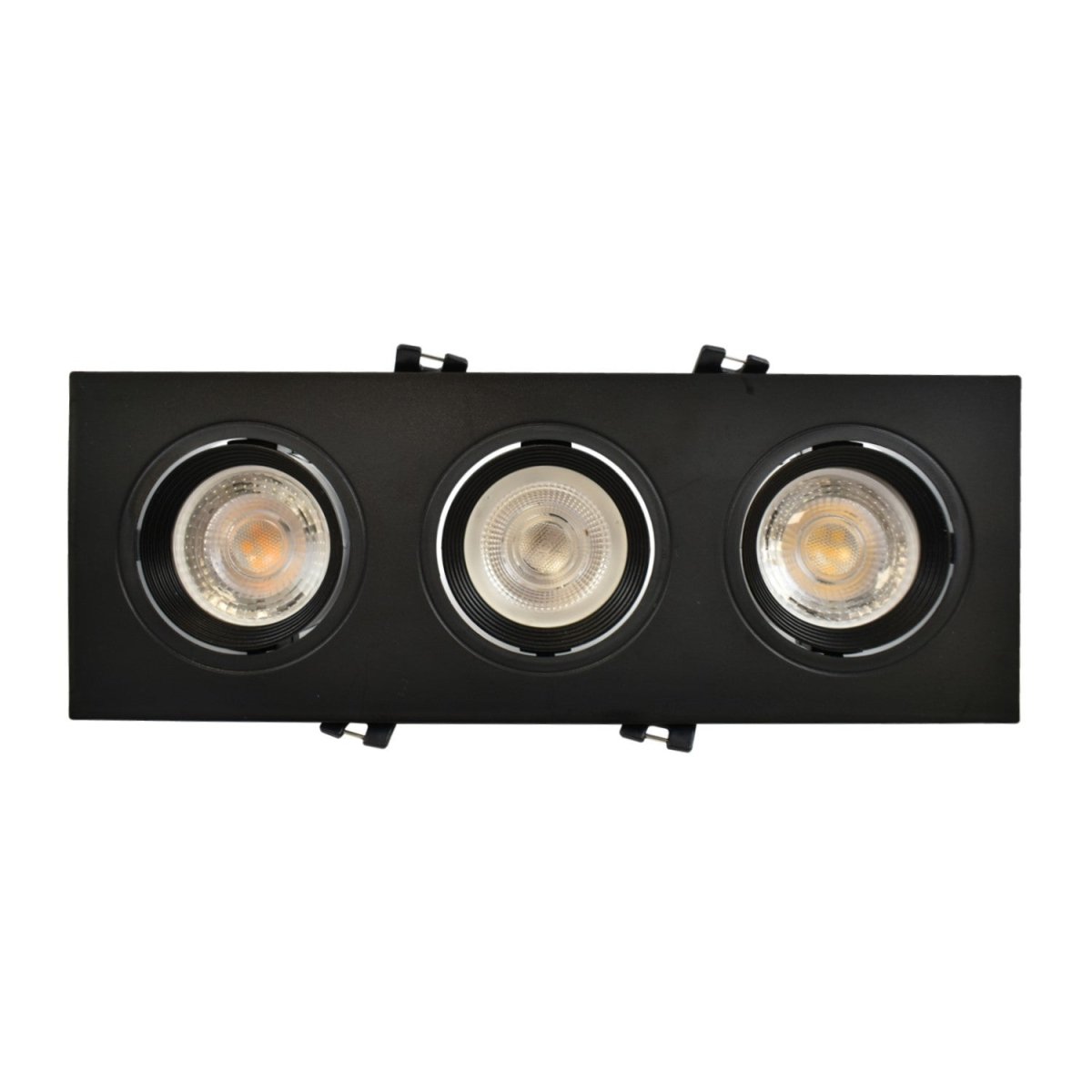 Aro downlight basculante para tres bombillas GU10/MR16 - Corte 75 x 235 mm - Barcelona Led-